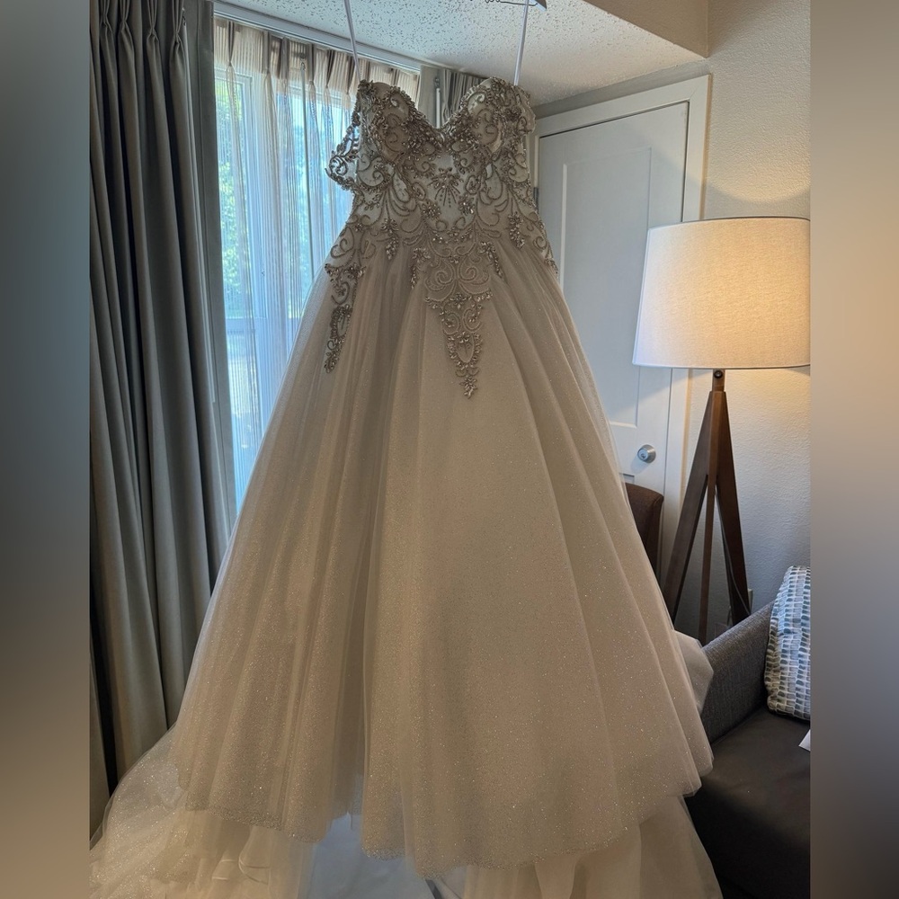 Size 12 Kleinfield wedding dress. Hemmed for a 5’2 person